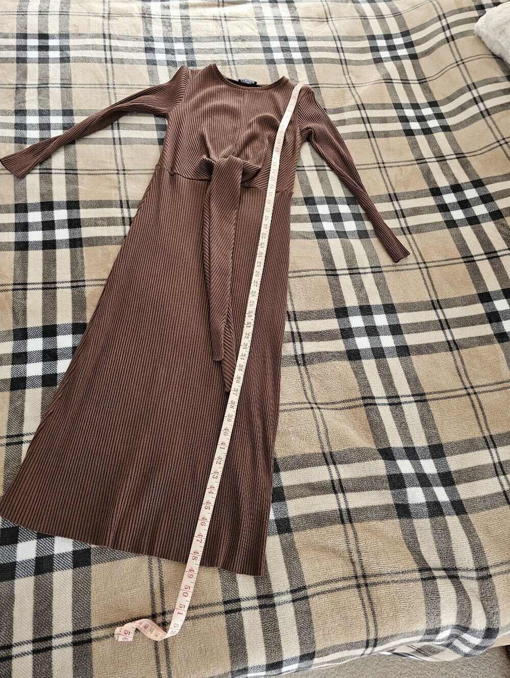 Zara Brown Ribbed Tie-Front Maxi Dress - Picture 10 of 10